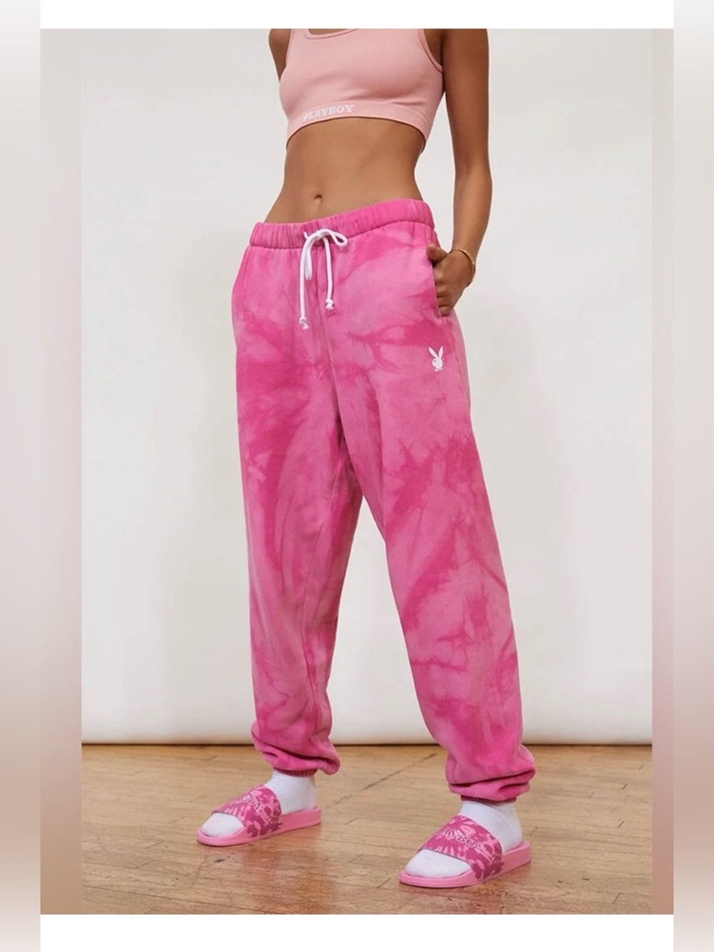 Playboy By PacSun Pink Tie-Dye Jogger Sweatpants